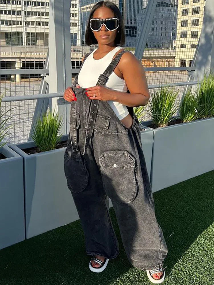 Talk Back Denim Overalls Jumpsuit