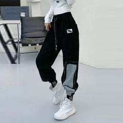 Korean Contrast Joggers: Autumn Winter Streetwear for Women