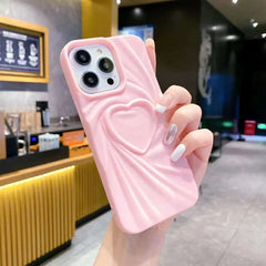 Retro Folds 3D Love Heart Cover for iPhone