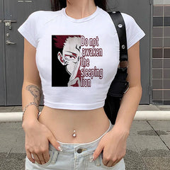 Japanese Anime Tshirt Jujutsu Kaisen T Shirt Gojo Satoru Crop Tops Yuji Itadori