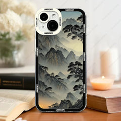 Case For iPhone Soft Cover Ink and Wash Landscape