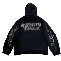Y2K Zip Up Hoodie New Harajuku Fashion Hoodie Round Neck Loose Letter