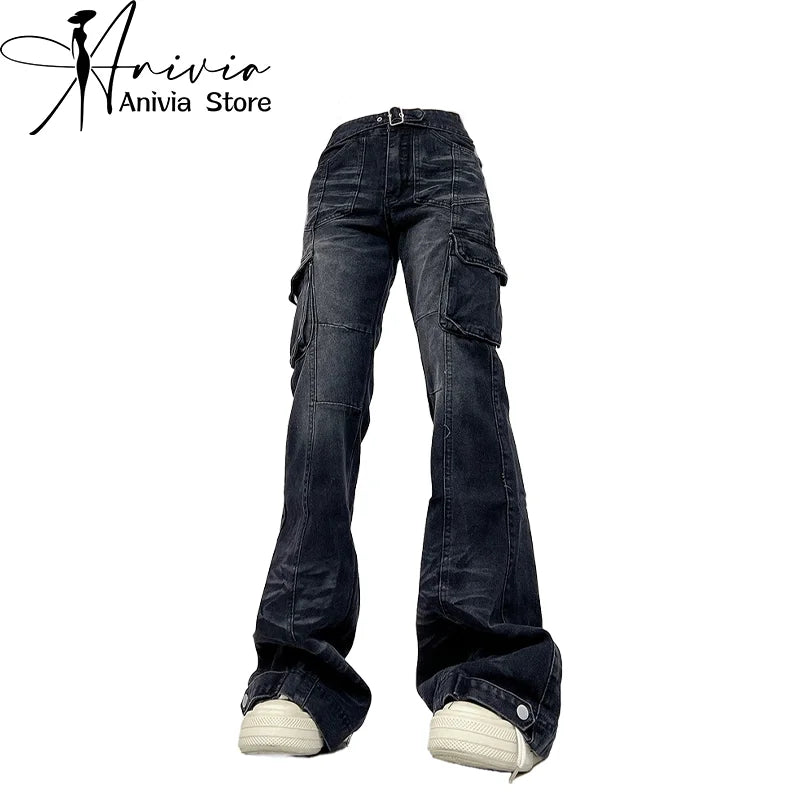 Black Gothic Y2K Cargo Jeans