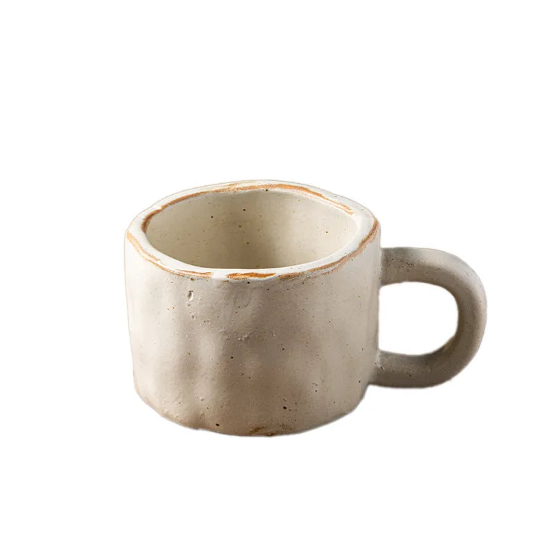 Coarse Pottery Coffee Cup Hand-Pinched Vintage Ceramic Mug for Household