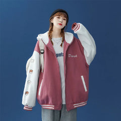 Baseball Suit Spring And Autumn Loose Joker Fleece-Lined Thickened