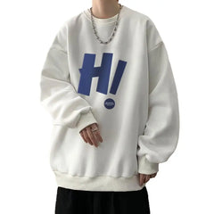 Spring Fall Sweatshirt for Men Vintage Letter Print