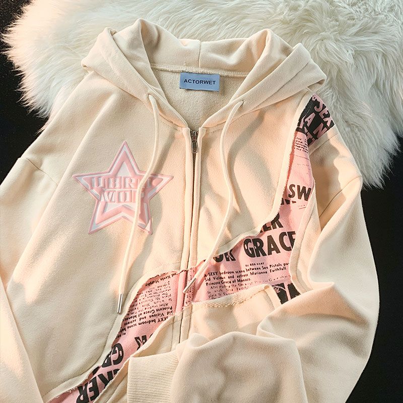 Y2K Vintage Zip-Up Hoodies: Embrace Deeptown's Harajuku Hip Hop Style