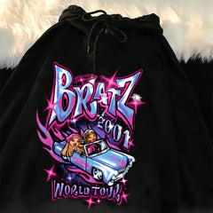 Bratz Letter Hoodies Men Casual Black Tops harajuku Fashion Streetwear