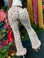 Cherry Ruffle Mesh Trouser