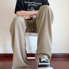 Men's Summer Pleated Ice Silk Pants - Casual Streetwear