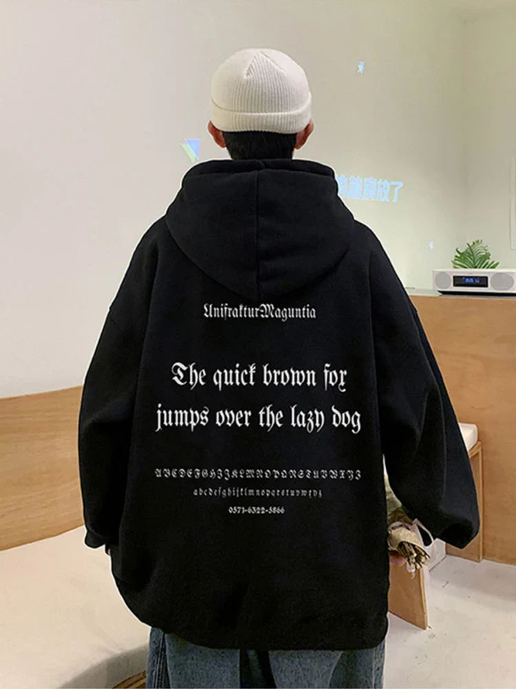 2024 New Gothic Letter Printed Streetwear Hoodies Mens Fleece For Spring and Autumn