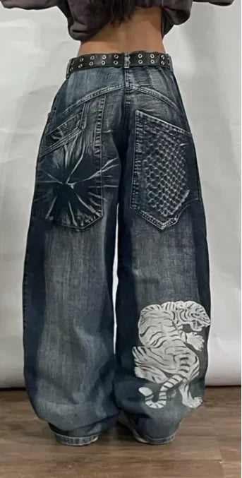 Y2k New Retro Street Clothing Harajuku Hip Hop Jeans Gothic Punk Fashion