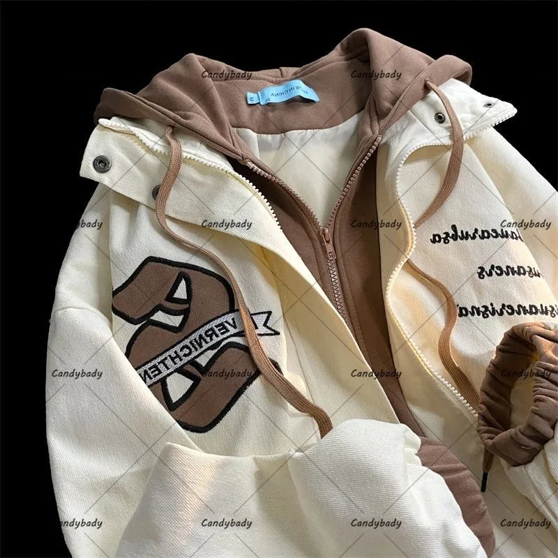 Loose Fit American Baseball Uniform with Letter Embroidery â€?Women's Y2K Fashion Jacket