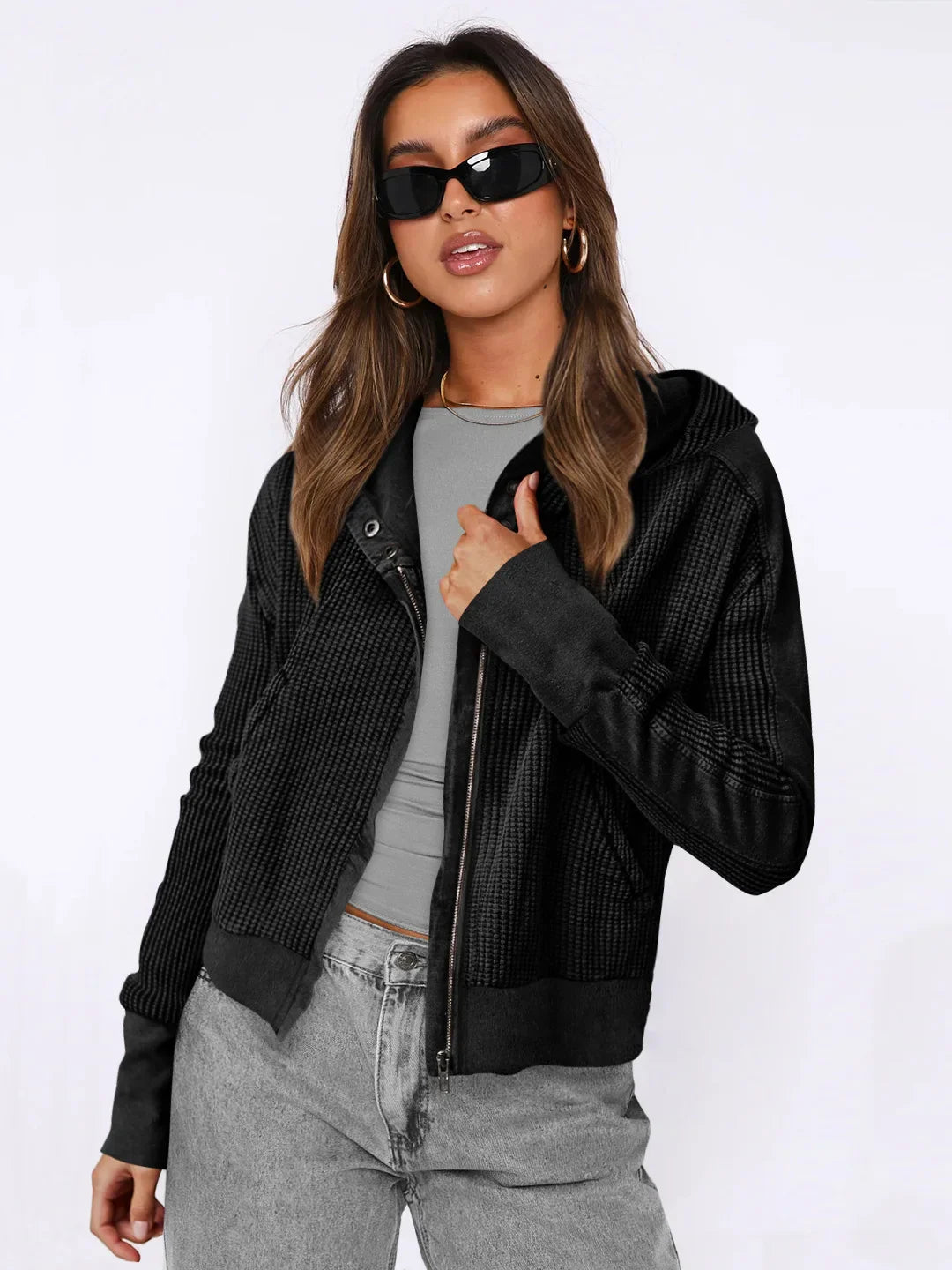 Cozy & Casual Jacketed Patchwork Hoodie for Women
