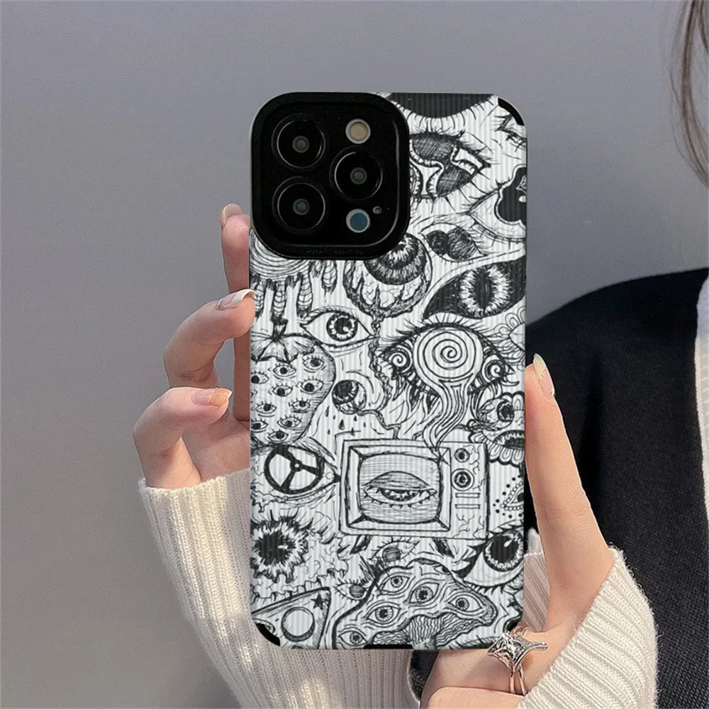 Spooky Horror Dense Eyes Pattern Phone Case For iPhone