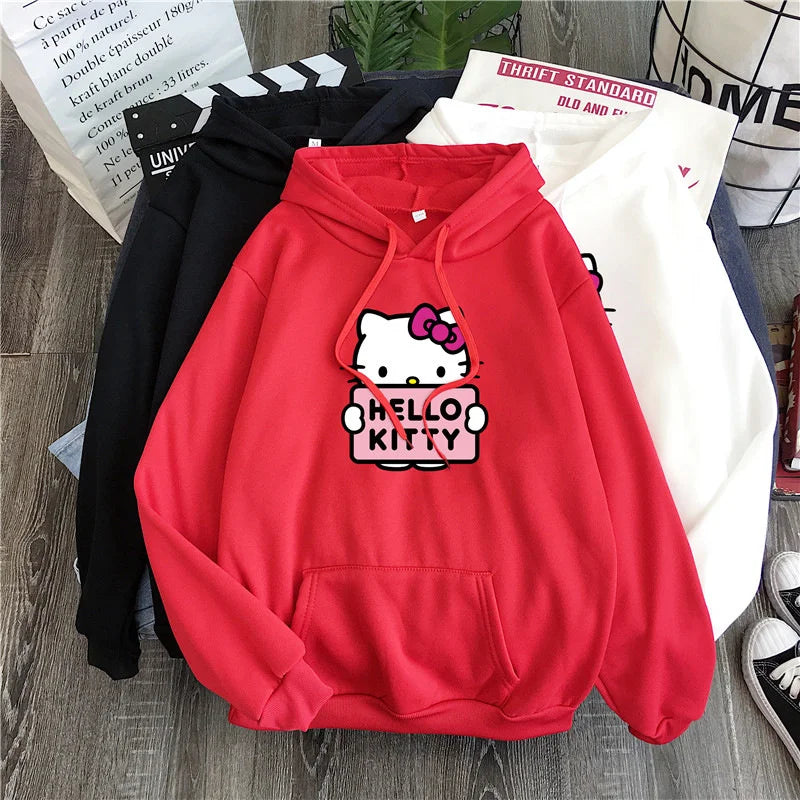 2024 New Casual Women's Sweatshirts Sanrio Hello Kitty Kawaii Tops Cute Hoodies