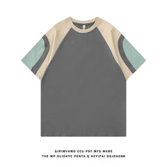 Summer Oversized Patchwork Tee Unisex American Short-Sleeve Top