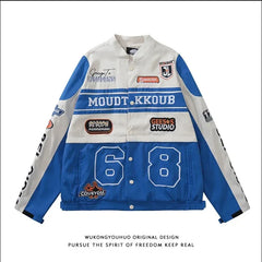 Spring Autumn Chic Letter-Printed Racing Style Fashion Coat