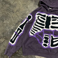 Y2K baggy Street Hip Hop Casual Loose All-Match Pullover Hoodies Goth Purple Ripped