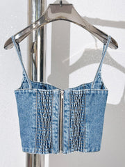 No Invite Denim Corset Top