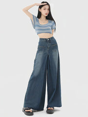 Korean Streetwear Vintage Wide Leg Jeans Y2K Fashion