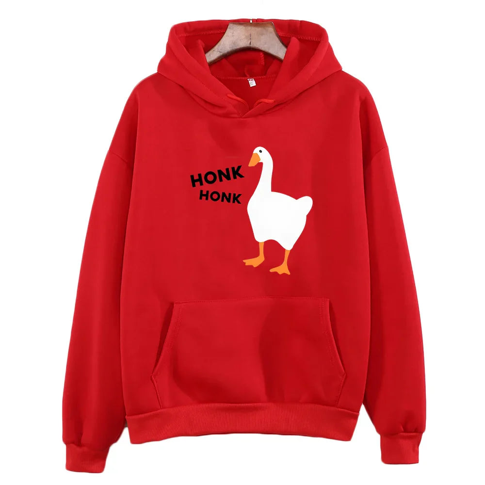 Honkus Ponkus Goose Print Hoodie Casual Comfort