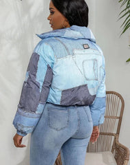 Double Down Denim Puffer Coat
