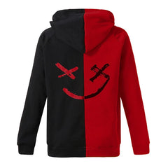 Men Smiling Face Hoodie: Stylish Spring  Autumn Fashion with Two-Tone Splicing