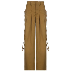 Casual Women's Cargo Pants with Lace Up Pocket