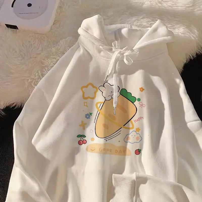 Y2K European and American Cartoon Print Hooded Sweatshirt