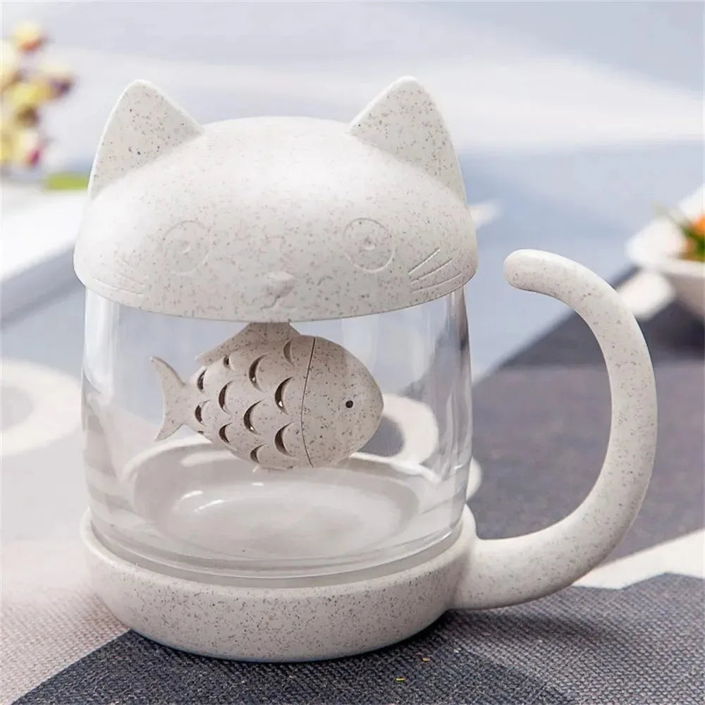 1Cup Tea Mug With Fish Infuser Strainer Filter Kitchen Drinkware Teaware