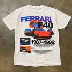Men's Car Ferrari F40 American Retro Tees Tops