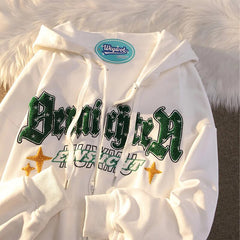 Y2K Aesthetic Cardigan Hoodies Retro American Style for Women