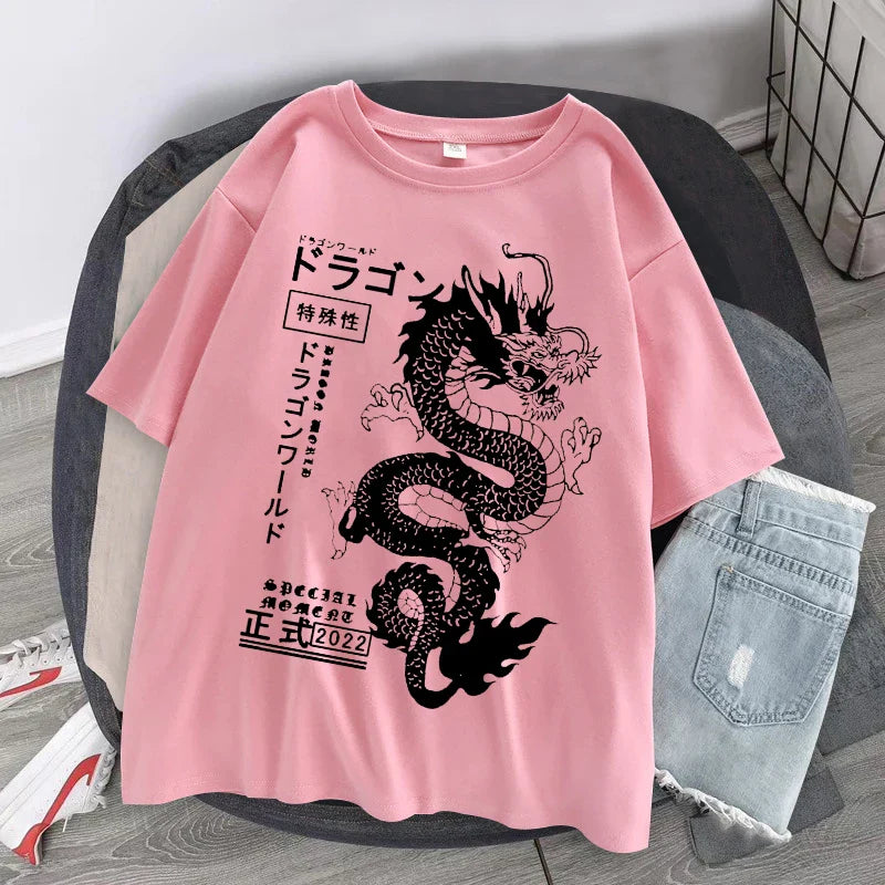 2024 Dragon Print T-Shirt Streetwear