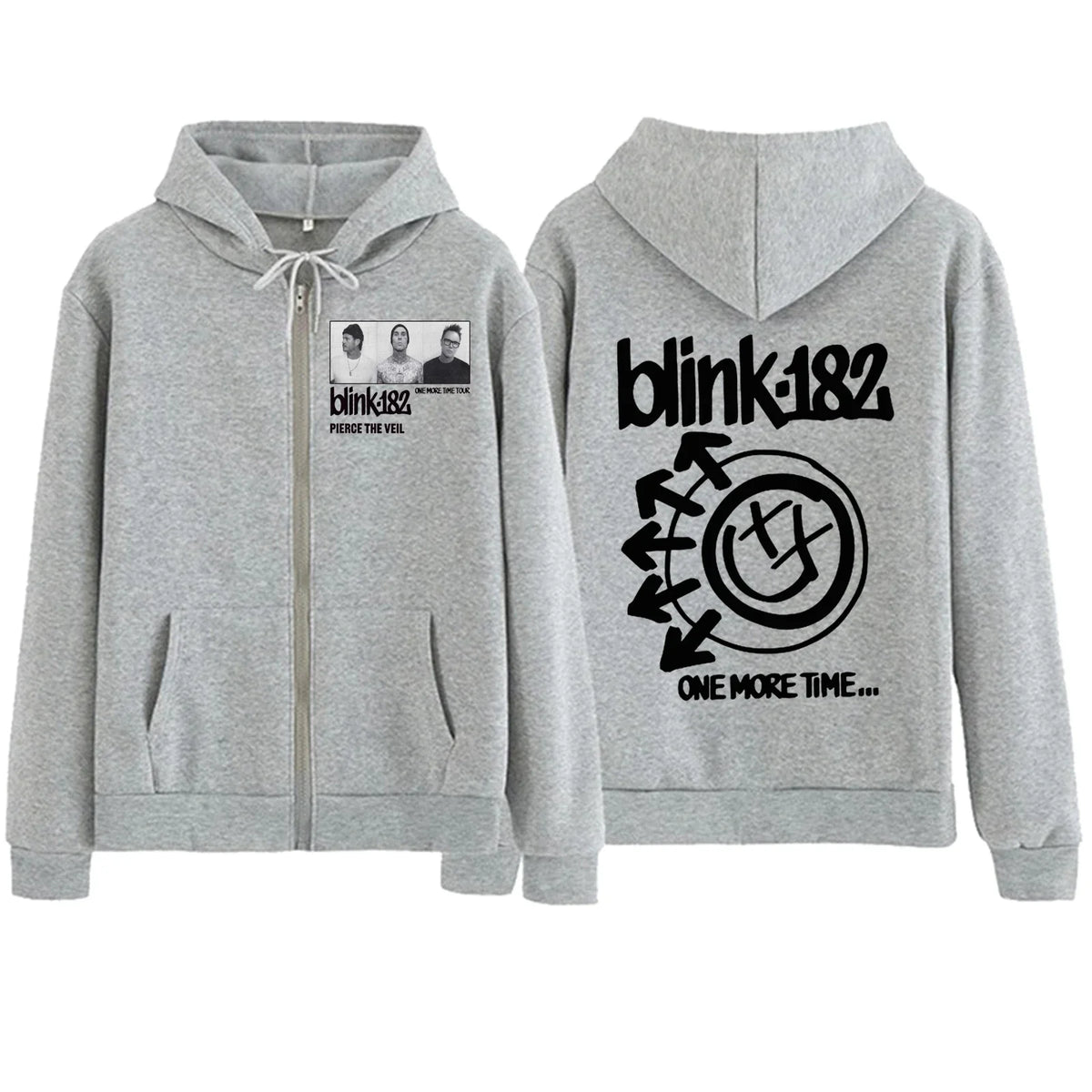 Blink 182 World Tour Zipper Hoodie Harajuku Pullover Tops Sweatshirt Streetwear