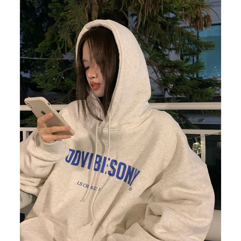 Baggy Sweatshirt Women Letter Printing Long Sleeves Pullover Top