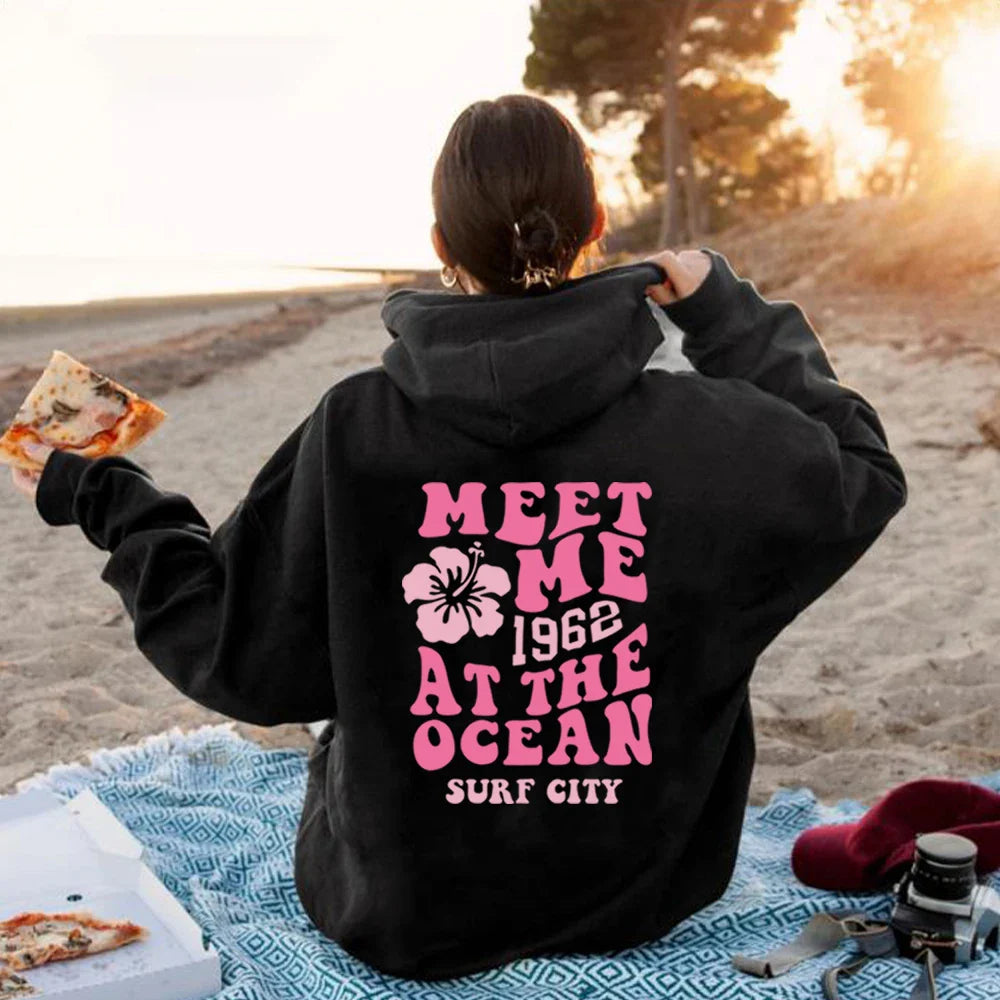 Meet Me At The Ocean Hoodie Ocean Beach Retro California Aesthetic