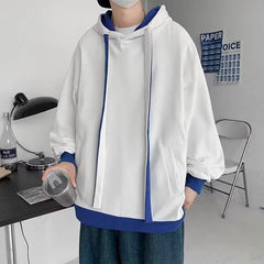 Men Hoodie Solid Color Long Sleeve Casual Style for Autumn
