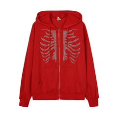 Hoodie Glitter Skull Sweatshirt e-Girl Grunge Aesthetic