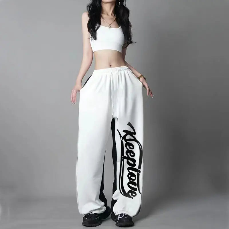 Stylish Y2K Sweatpants: High-Waist, Patchwork Contrast