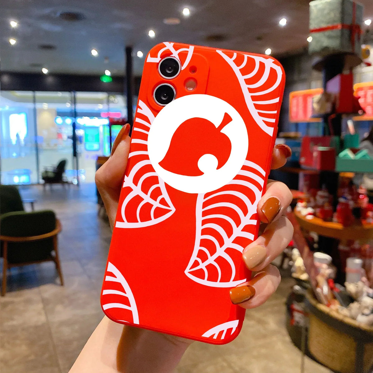 Cartoon Animal Crossing Phone Case for IPhone Leaf Pattern Soft Silicone