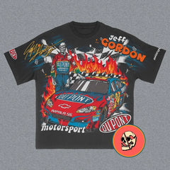 Y2K Retro Racing Letter Oversized T-Shirt for Men