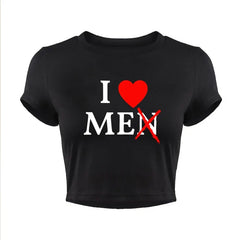 I Love Me Men Funny Red Love Heart Women Crop Top