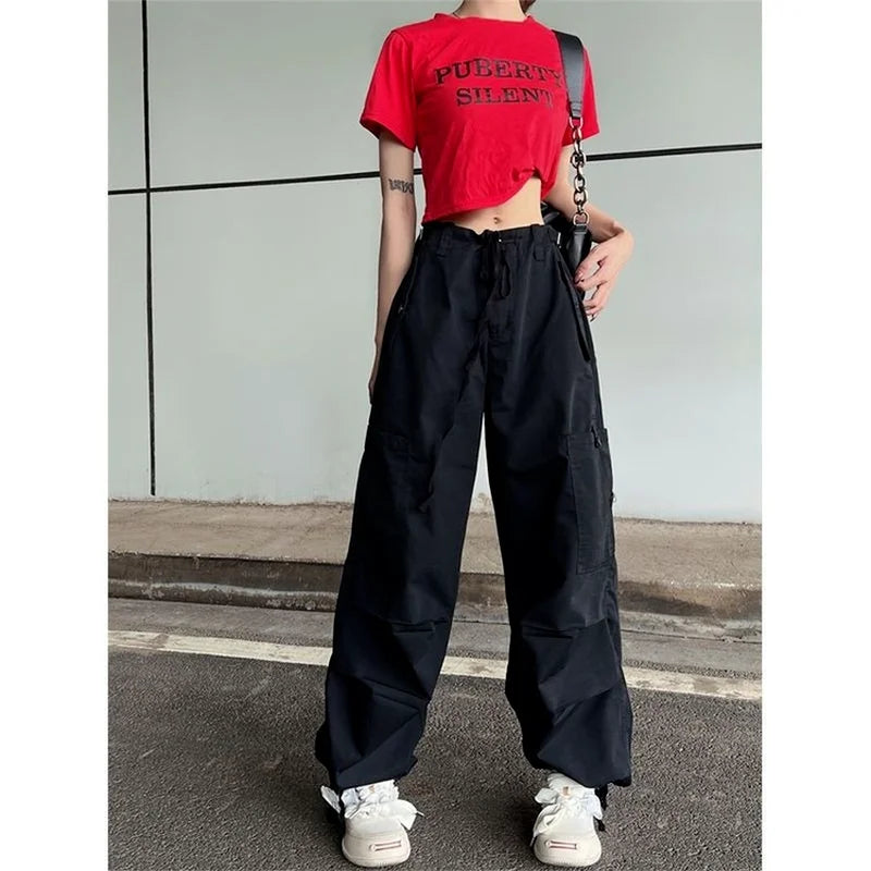 Retro Green Cargo Pants for Women - Y2K Streetwear