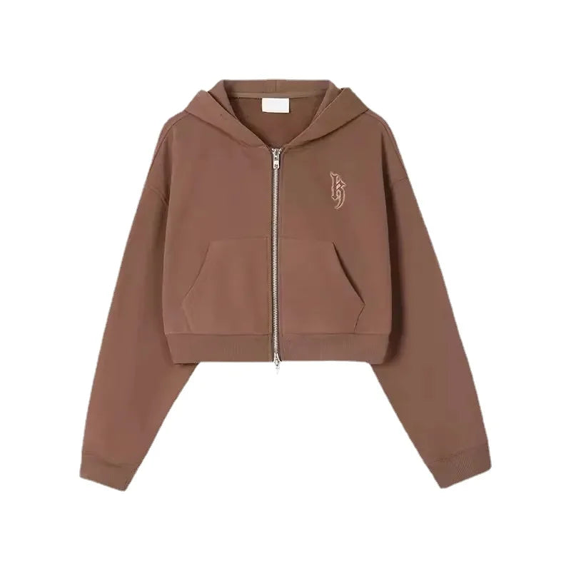Cropped and Cool American Retro Hoodie Hip Hop Vibes