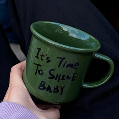 Dark Green Flip Mouth Mug High Capacity Ceramic Cup