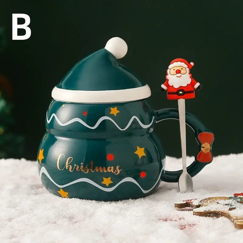 Christmas Ceramic Coffee Mug Style Cartoon Handgrip