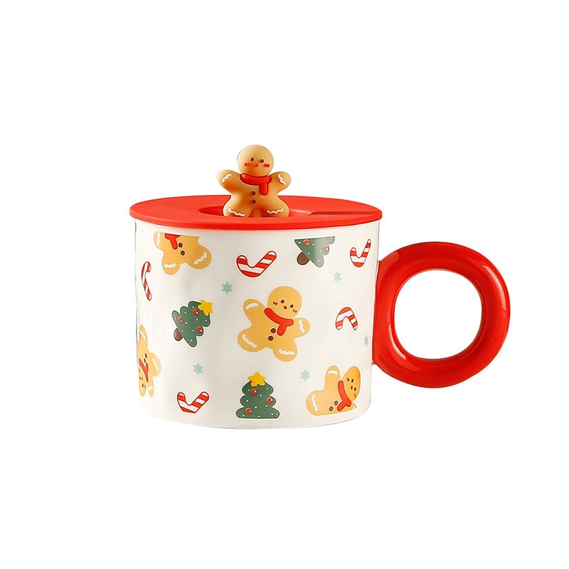 Christmas  Ceramic Mug Cute Gingerbread Man Coffee Couple