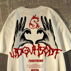 Bone Hand Printed Graphic T-shirt Men Streetwear