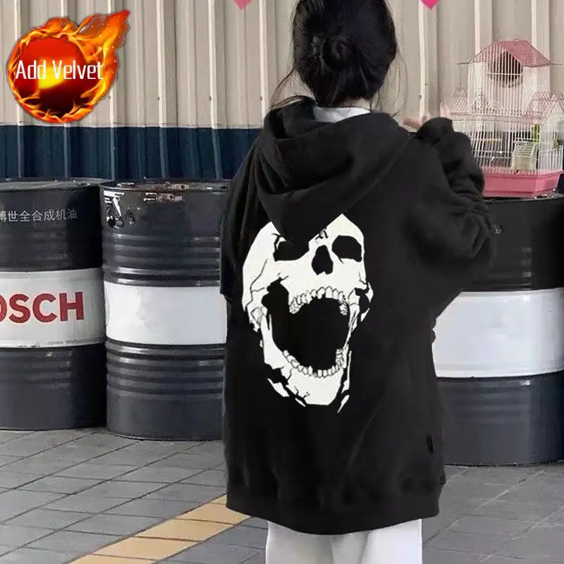 Hooded Graphic Top Baggy with Orint on Hoodies Loose Sweatshirt Pullovers
